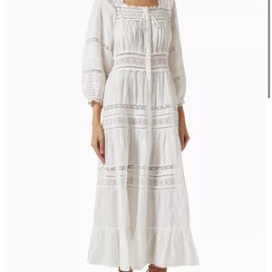 Doen Santina Lace-trim Midi Dress in Rami